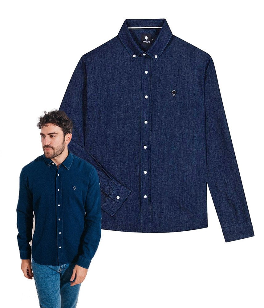 - Chemise en coton pour Homme - coloris bleu marine - FAGUO