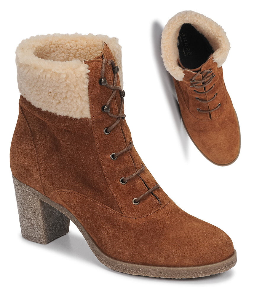 Bottines En Daim Marron Fourrées – Marque André – Pointure 37 – Occasion – Style élégant