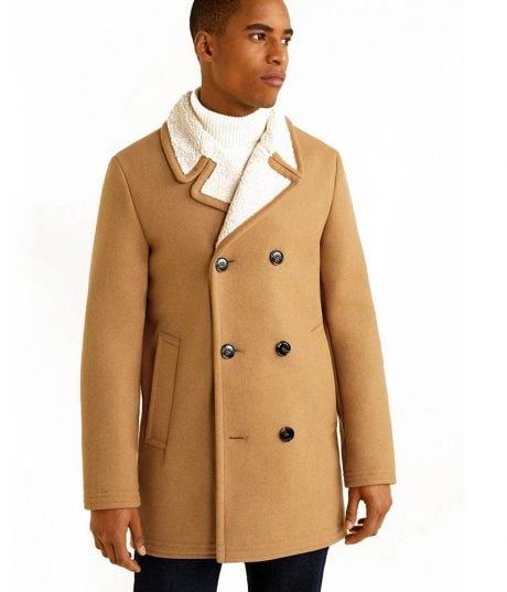 Manteau Caban Coloris Camel - Doublure moutonn&eacute; - Mode Homme - MANGO