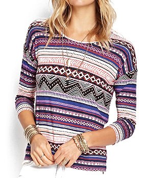 - Top Imprimé Tribal - Noir et Violet pour Femme