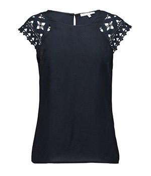 - Blouse Femme coloris bleu marine et Dentelle - Mint & Berry