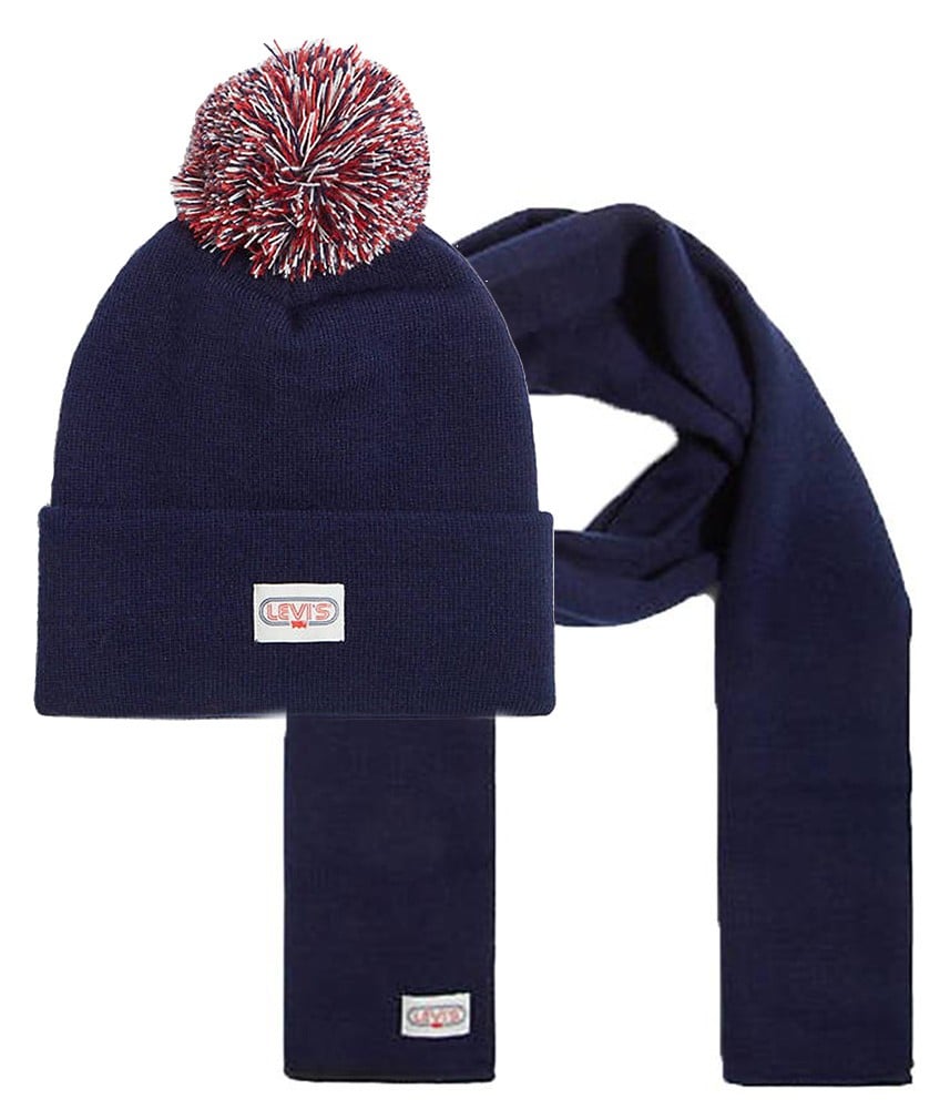 - Coffret Echarpe et Bonnet Bleu à Pompon pour Homme - LEVI'S