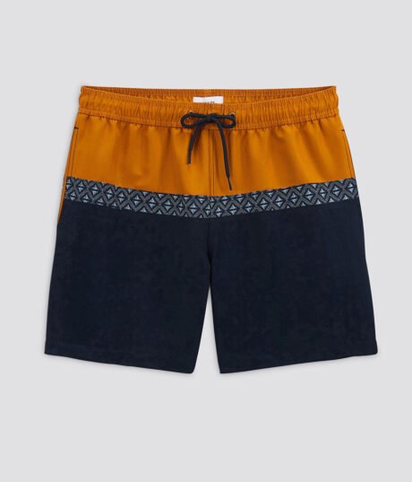 Caleçon Homme 100% Coton Bio - Motif Fleurs Jaunes Sur Fond Bleu Marine - Fabrication Française