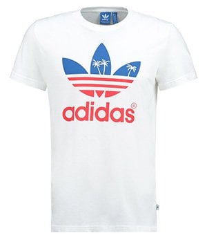 - T-shirt Blanc Imprimé Palmiers à manches courtes - Homme - Adidas Originals
