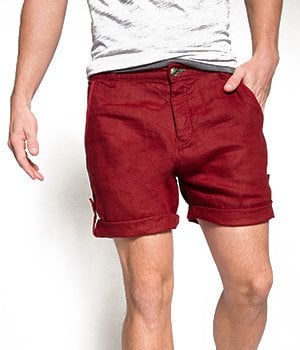 - Short pour Homme de style Chino 100% Lin - Rouge - ESPRIT