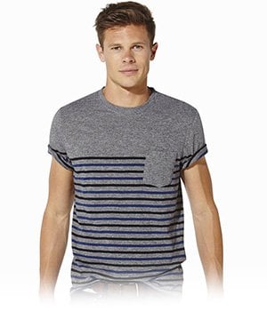 - T-shirt gris à rayures bleues - Mode Homme - CELIO
