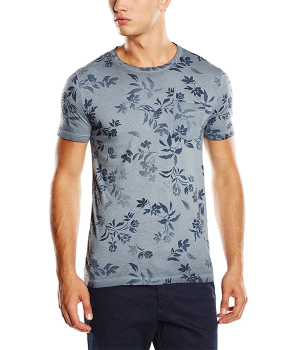 - Tshirt fleuris - Mode Homme - Bleu - BENETTON