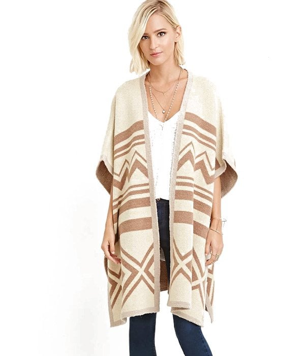 - Cardigan à motifs Géométriques - Blanc Beige - FOREVER21