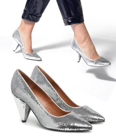 Escarpins de soir&eacute;e &agrave; paillettes argent&eacute;es - MADE BY SARENZA - Chaussures Femme