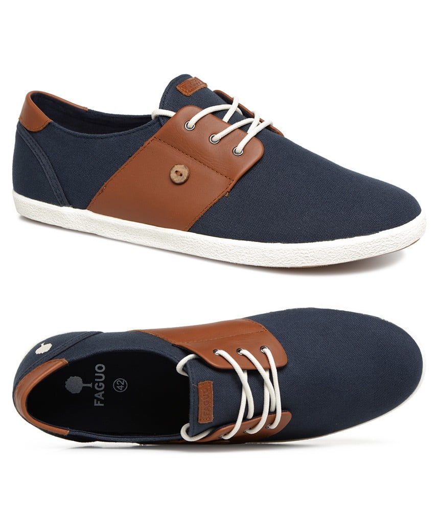 Baskets De Ville En Toile Bleue Modele Homme FAGUO Cypress Cotton 