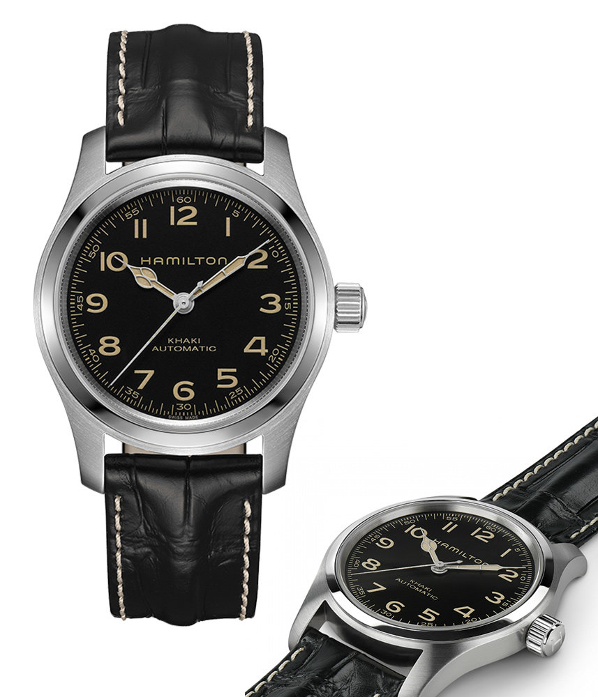 Montre KHAKI FIELD MURPH AUTO - Montre Khaki Murph - Automatique - Bracelet cuir noir effet crocodile - Hamilton