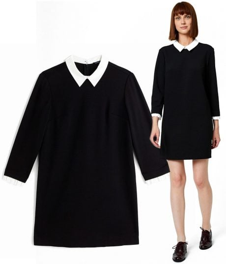 Robe Noire avec Col Claudine Blanc - MONOPRIX - Mode Femme