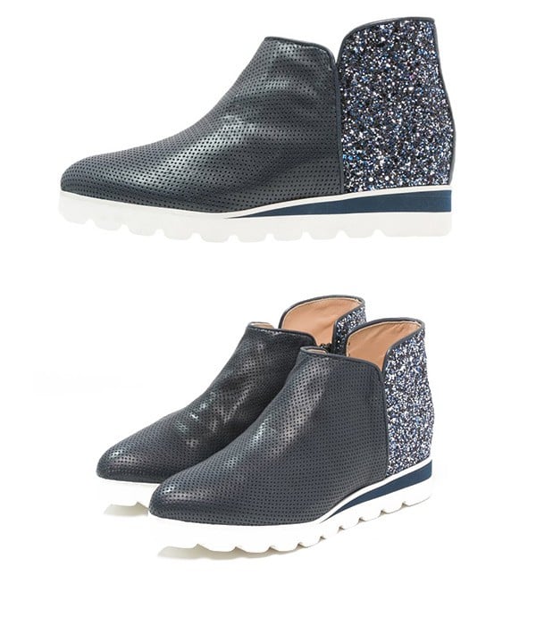 - Bottines femme à plateau - Bleu Strass et Paillettes - HEGOS