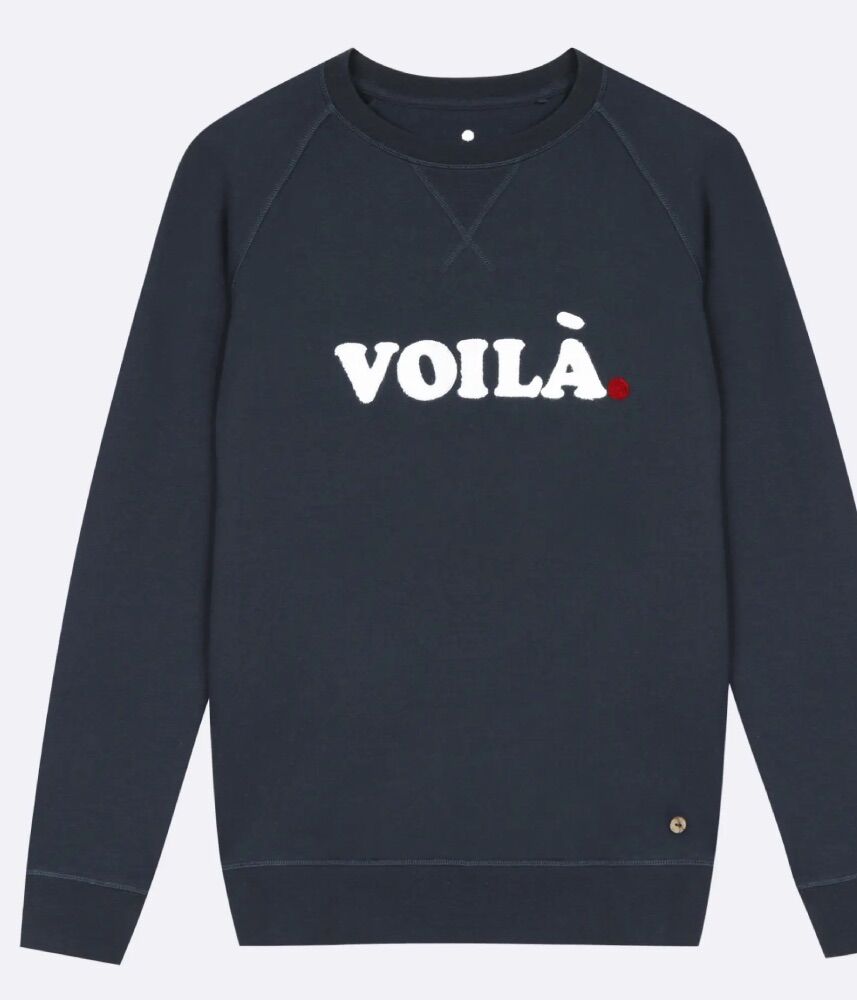 Sweat gris bleu marine pour homme – broderie « Voilà » – Faguo