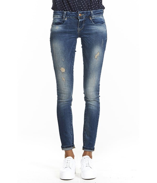 - Jeans femme Bleu Used 5 poches - Skinny - ONLY