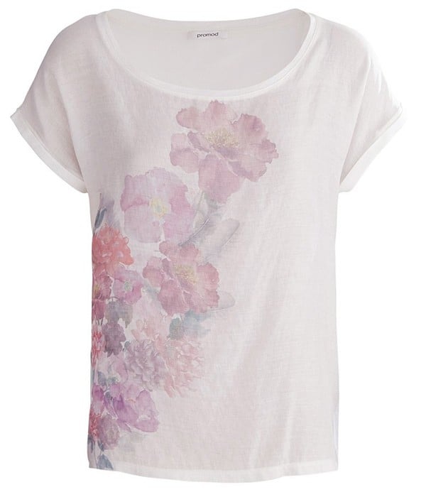 - Tshirt Femme à imprimé Fleurs façon Aquarelle - Blanc - PROMOD