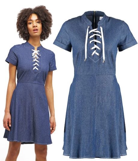 Robe en Jeans &agrave; manches courtes - Denim - CLOSET