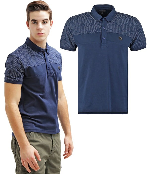 - Polo couleur bleu indigo - Mode Homme - motif texturé - VOI JEANS