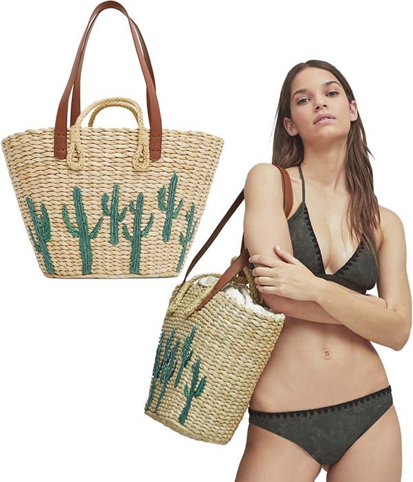 - Sac de paille - Mode Femme - Design Cactus - MANGO