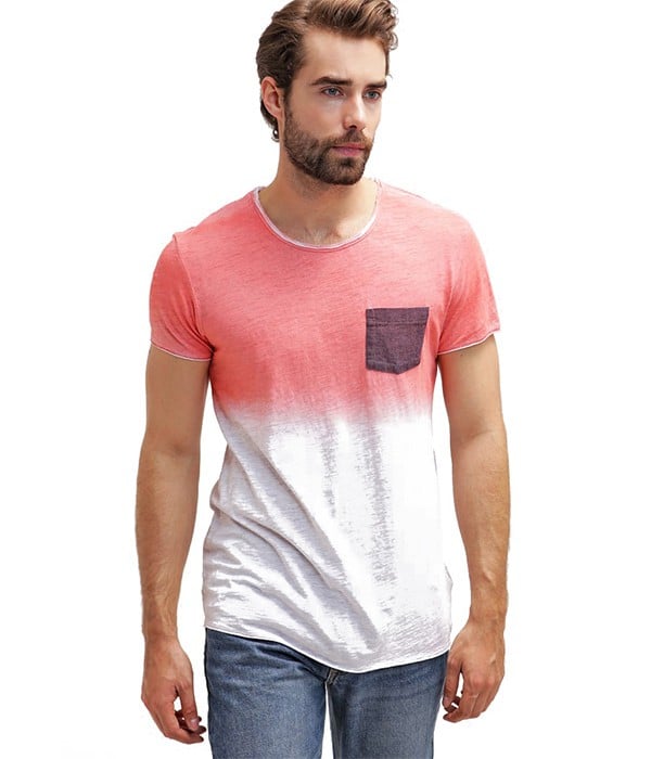 - T-shirt manches courtes à poche - Rouge dégradé - EDC by ESPRIT