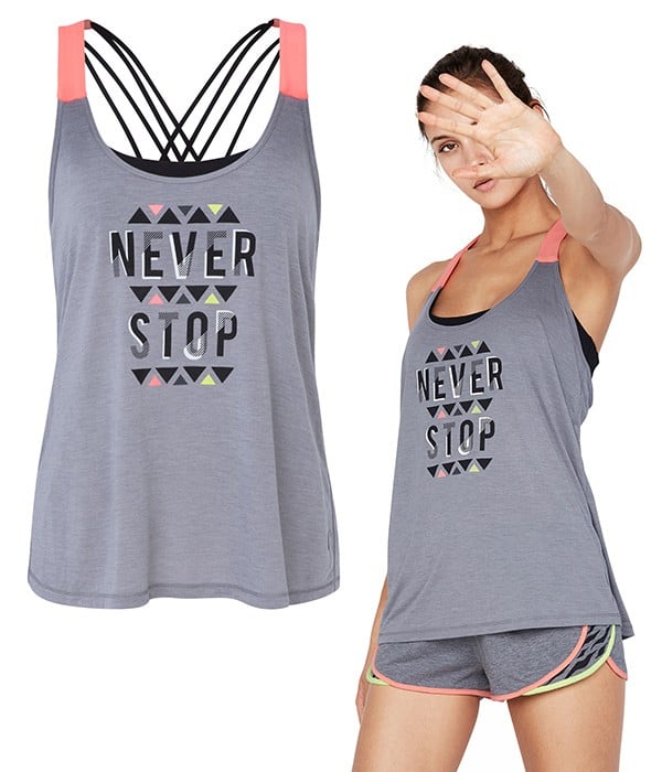 Top Femme spécial Sport – Gris – Imprimé « Never  Stop » – UNDIZ