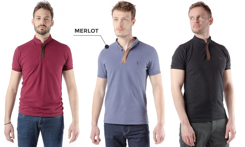 Polo orifinal avec col mao spécilement conçu pour se porter avec les veste de costume - VINIFERA Merlot