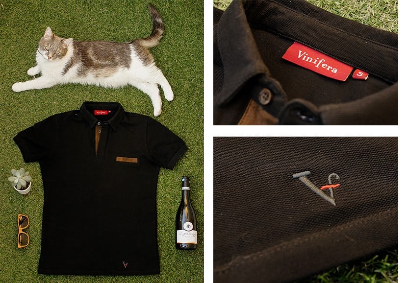 Polo Homme couleur Noir - Marque Francaise VINIFERA - Polo qualité Premium