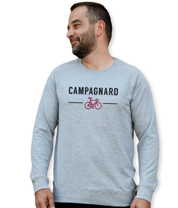 Sweat-Shirt Gris Chiné – Imprimé « Campagnard » – Version Homme – L&rsquo;AFFAIRE DE RUFUS