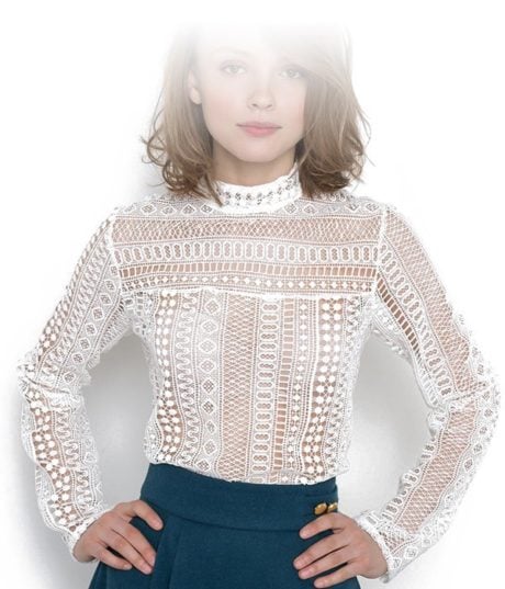 Blouse en Dentelle - Blanc Ivoire - Mode F&eacute;minine - Mademoiselle R