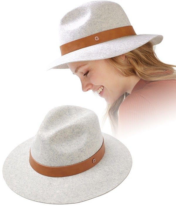 - Chapeau en Laine pour Femme - Gris Chiné et Simili Cuir - Hiver - ESPRIT