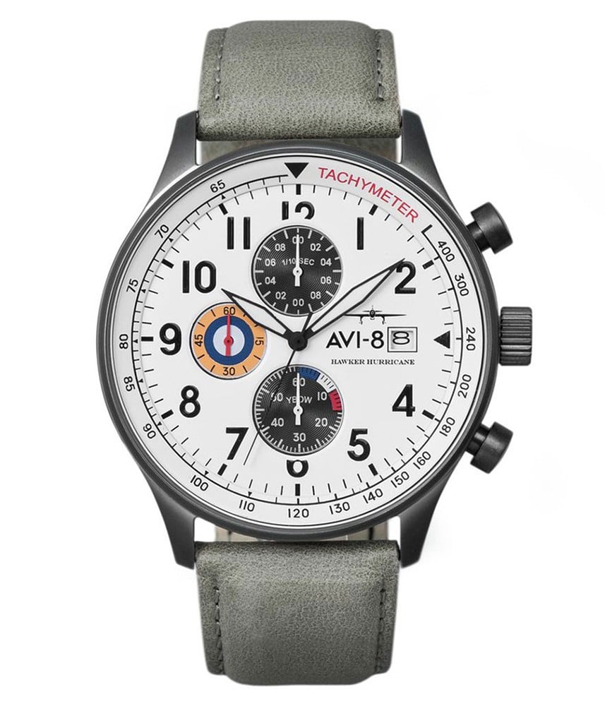 Montre pour homme AVI-8 HAWKER HURRICANE - Montre pour homme HAWKER HURRICANE AV-4011-0B - Bracelet cuir gris - AVI-8