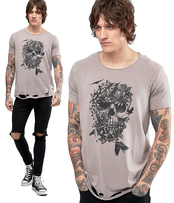 - Tshirt Homme - Imprimé Tête de Mort - Spécial Halloween