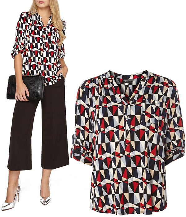 - Chemise en Jersey Rouge à Motif Triangles - Femme - Dorothy Perkins