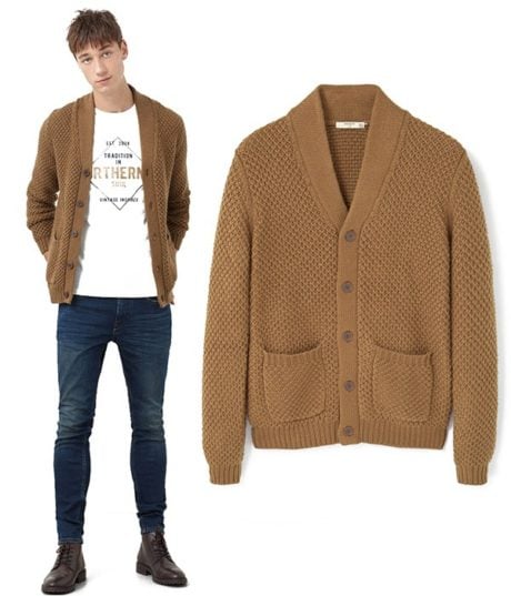 Gilet Cardigan Homme - Marron - Grosses Mailles - MANGO