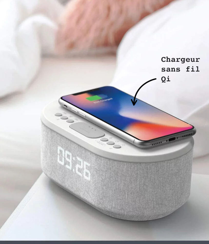 Radio-réveil Philips Avec Chargeur Sans Fil Qi - Bluetooth, DAB+/FM, Double Alarme, Synchronisation Auto