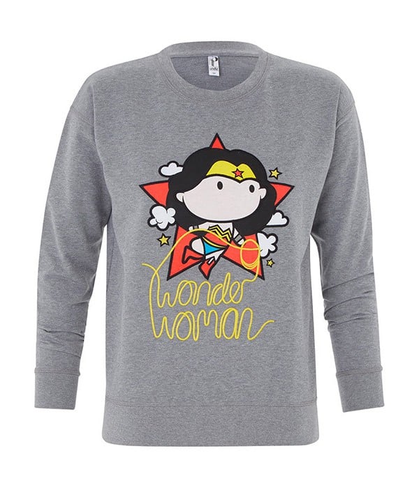 - Sweat Shirt gris pour femme - Imprimé Wonder Woman - UNDIZ