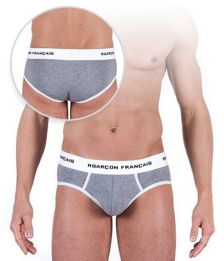 Slip pour homme Gris et Elastique Blanc - Made In France - GARCONS FRANCAIS