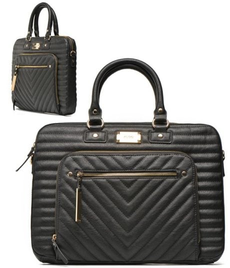 Sacoche Ordinateur Portable Femme - Simili Cuir Matelass&eacute; noir - ALDO