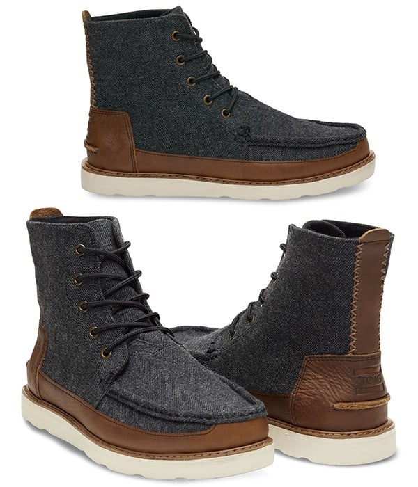 - Bottes Homme en Cuir Marron et Chevrons Gris - Searcher - TOMS