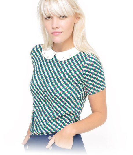 T-shirt motif graphique Pop - Col Claudine effet Bijoux