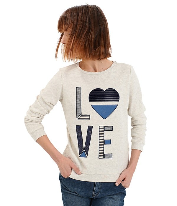 - Pull blanc pour femme - Design LOVE façon Patchwork - ESPRIT