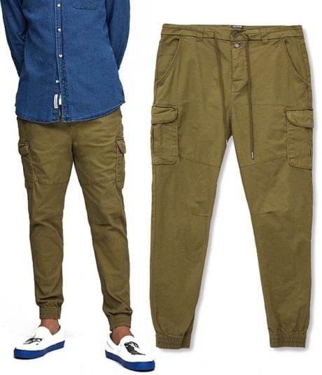 Pantalon Battle pour Homme fa&ccedil;on Jogging - Vert KAKI - PULL & BEAR