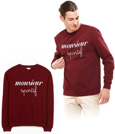 Sweat pour Homme - Brod&eacute; Monsieur Sportif - Rouge Bordeaux -RAD