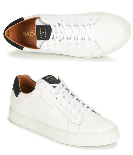 Baskets Homme Blanches en Cuir et d&eacute;tails Noirs - SPARK-CLAY - SCHMOOVE
