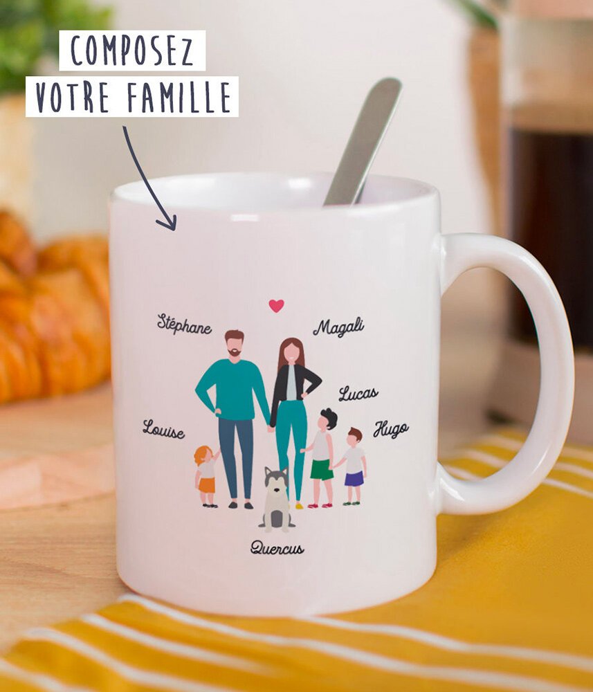 Mug à personnaliser avec les membres de sa famille - Mug à personnaliser avec les membres de sa famille. Idée cadeau originale - MONSIEUR TSHIRT