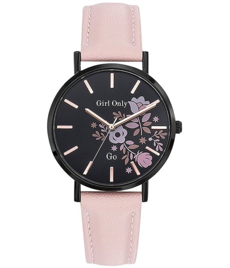 Montre Go Girls Only - Bracelet rose et Cadran &agrave; fleurs