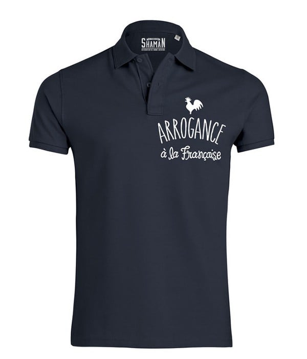 Polo Homme – Coloris Bleu Marine – Imprimé « Arrogance à la Française » – SHAMAN
