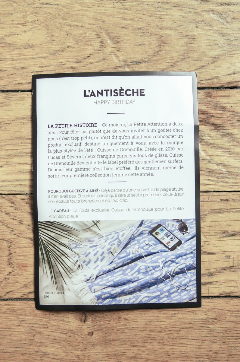 Contenu de la Box de Juillet 2017 : Fouta Bleue
