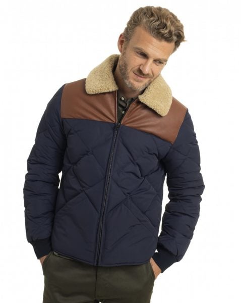 doudoune bleu marron