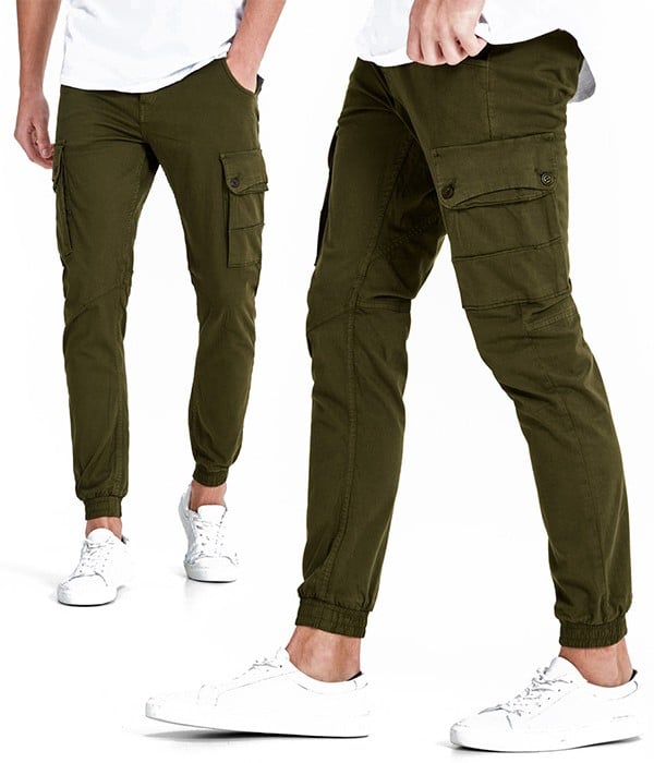 - Pantalon homme Cargo - Coloris Vert Olive - PAUL AKM 168 - JACK JONES